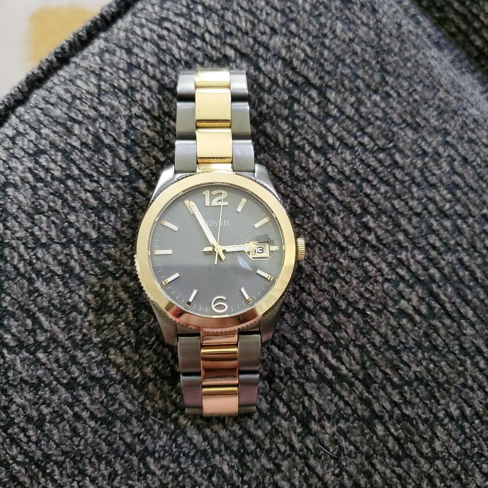 Fossil gunmetal and gold perfect boyfriend watch